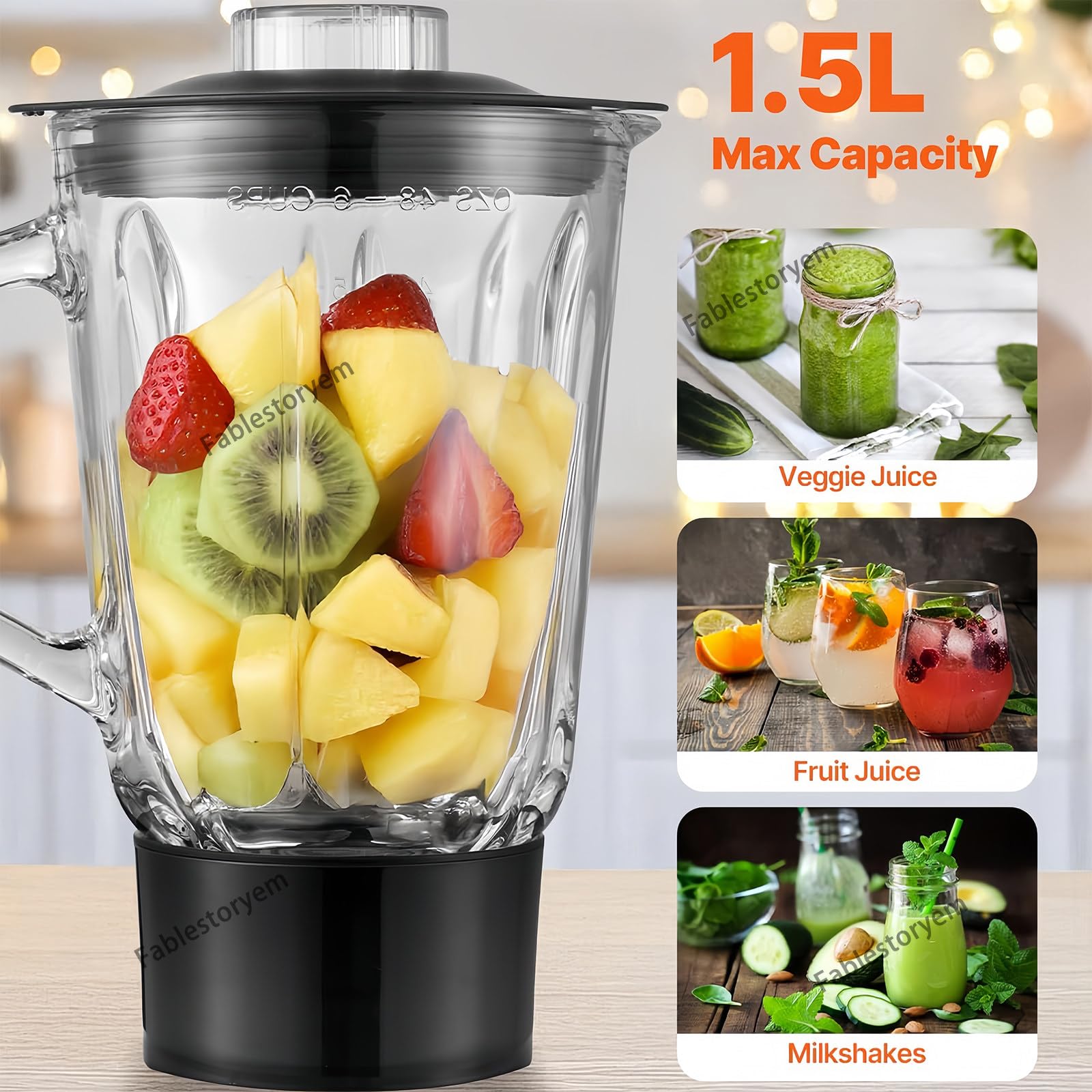 Machine de Cuisine Universelle 5 en 1 | avec Système de Battement Planétaire | Multifonctionnelle avec Hachoir à Viande | Presse-Agrumes de 1,5 L | Bol en Acier Inoxydable de 10 L,Black