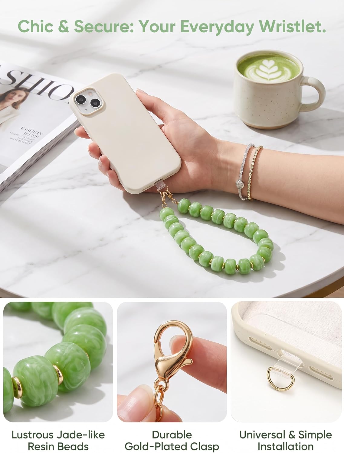 FIRAZIO Chunky Resin Beads Phone Charm Lanyard with Tether Tab image 5
