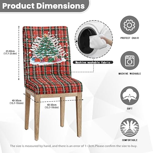 Miniatura 4 de Rnyleeg Juego de 4 fundas para sillas de comedor navideñas, para sala de estar, sin brazos, elásticas, para cóctel, fiesta, fundas para sillas de