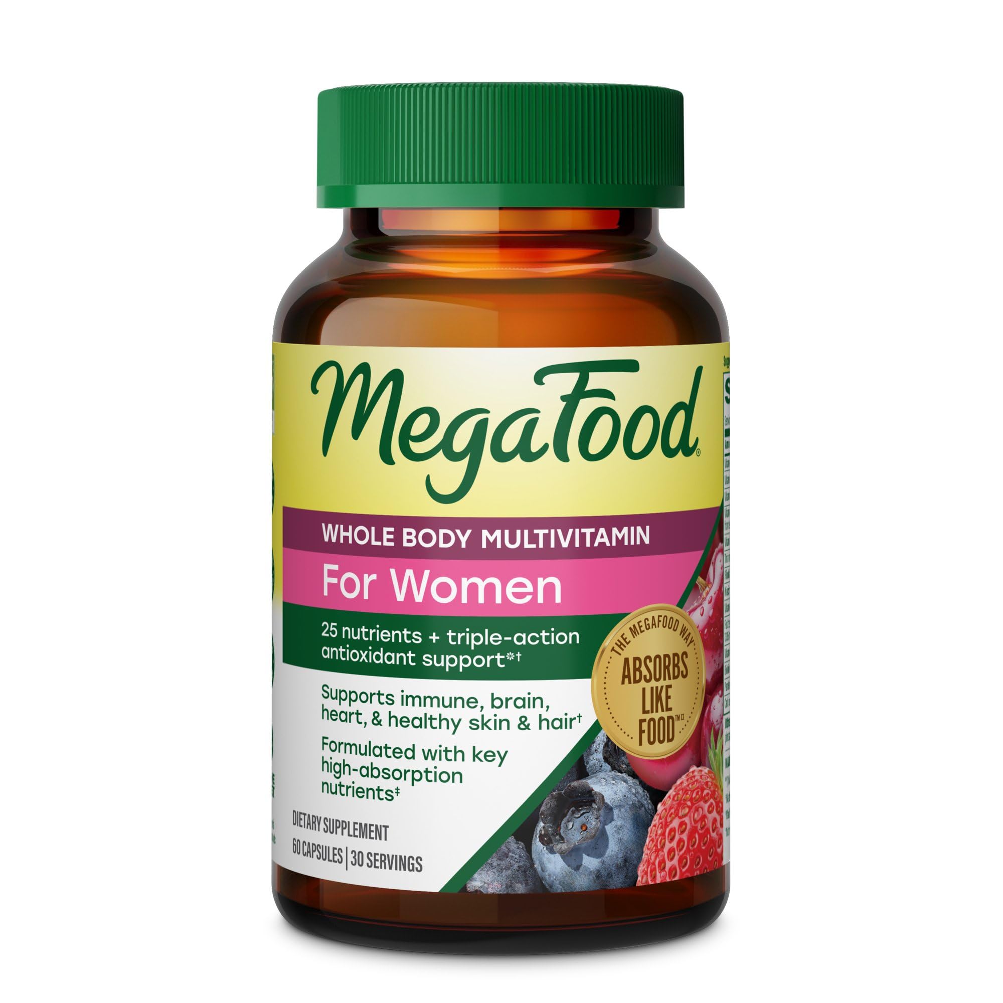 MegaFood Whole Body Multivitamin for Women with 25 Nutrients, 60 Capsules