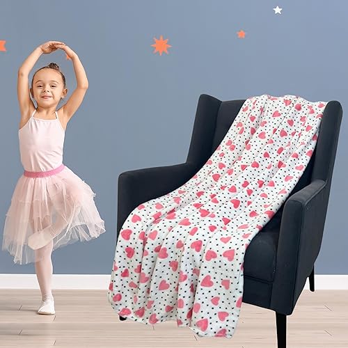 Miniatura 5 de Serafina Home Manta de San Valentín corazones de confeti con corazones rosas de diseño moderno y contemporáneo terciopelo de microfibra polar acento