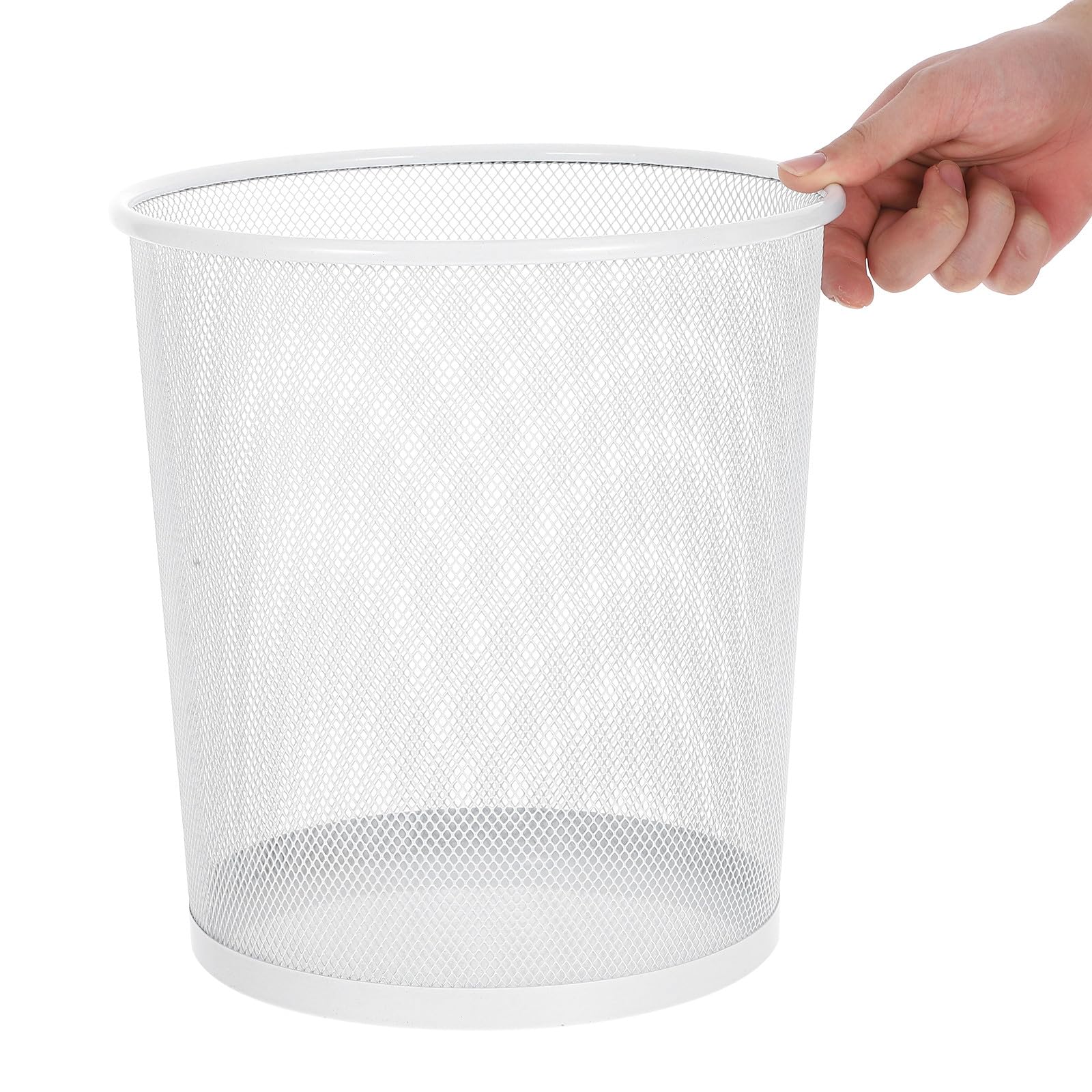 Kichvoe Cestino Portarifiuti in Ferro Bianco Grande Capacità, Design Elegante e Versatile, per Scrivania e Uso Domestico
