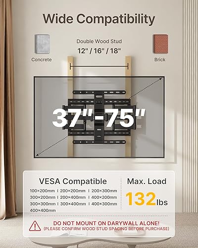 Miniatura 2 de monTEK Soporte de pared ultra delgado de 1.1 pulgadas para televisores de 37 a 75 pulgadas, 132 libras de alta resistencia, 4 veces probado para