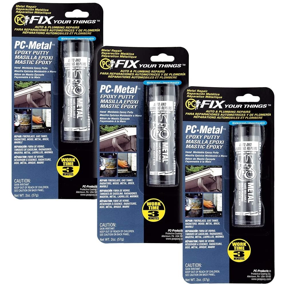 PC Products PC-Metal Epoxy Putty, 2 oz Stick, 3-Pack, Dark Gray,25536