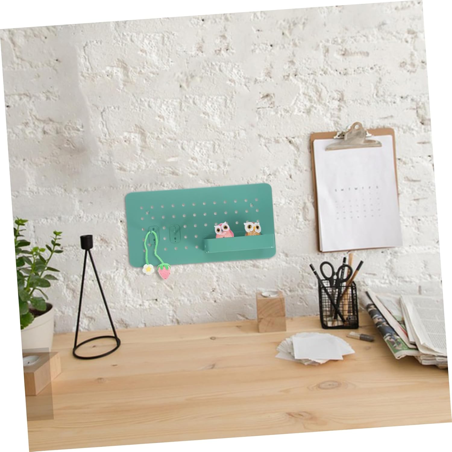 PRETYZOOM 1set Wall Pegboard Organizer Kit Hooks Stylish Desktop Storage Shelf for Tidy Workspaces Perforated Board for Easy Item Categorization Design Dual Hooks for Home Office and