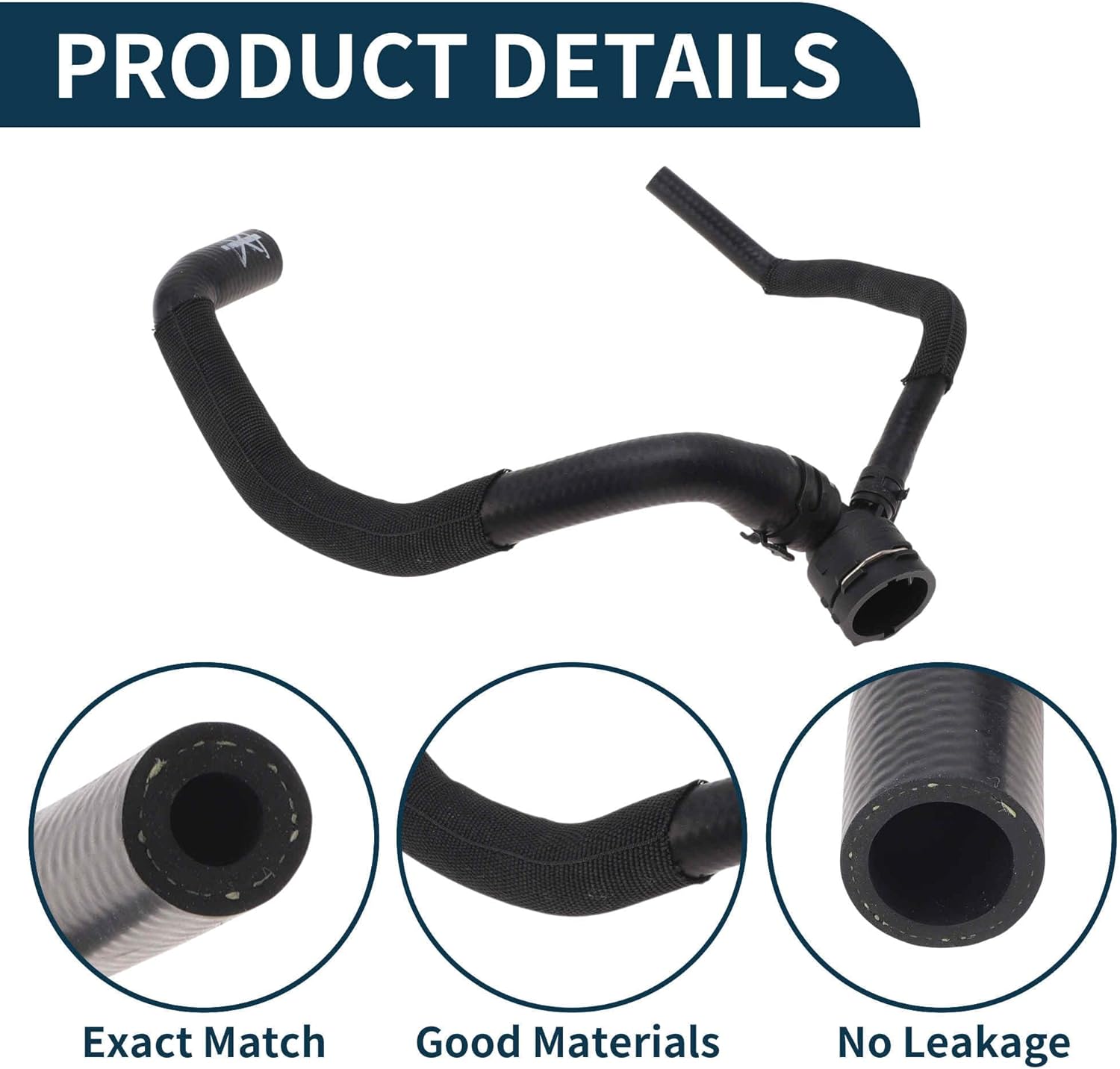 Radiator Hose Heater Pipe No.5Q0122157AK for Audi A3 Quattro 2.0L 2015-2020 Rubber Coolant Pipe Black 1 Pc