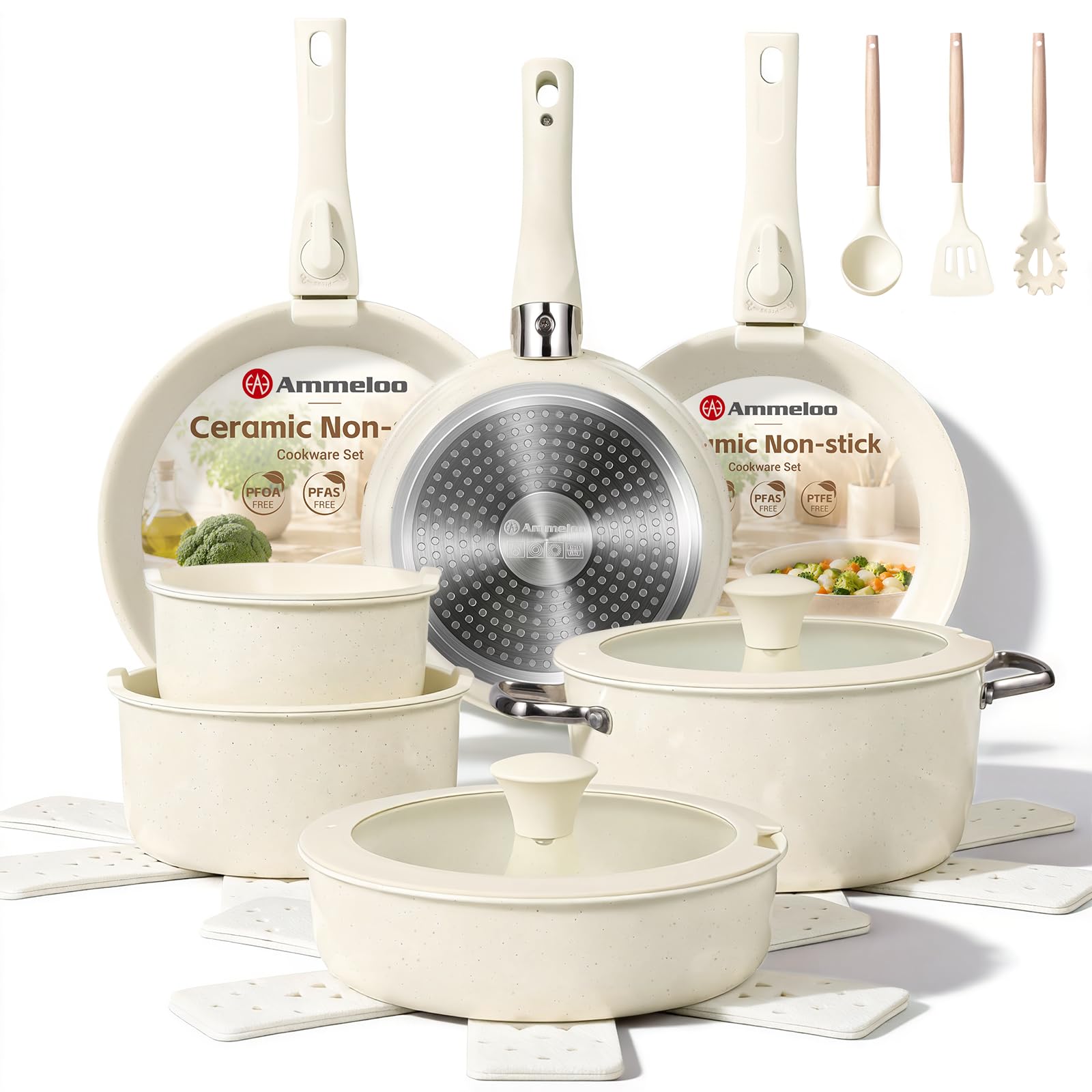 Ammeloo 24-Piece Ceramic Pots and Pans Set