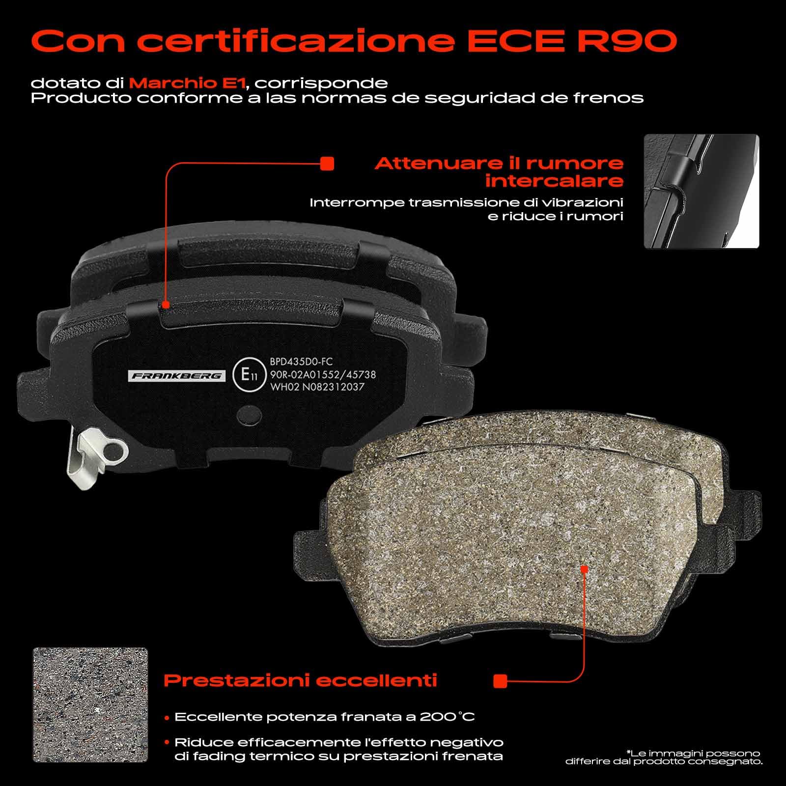 Frankberg Set freni incl. 2x Dischi Freno + 4x Pastiglie dei Freni Anteriore Compatibile con C.a.p.t.u.r I H5 J5 Clio IV BH Dokker MPV KE Replace# 410608481R, 8671016692