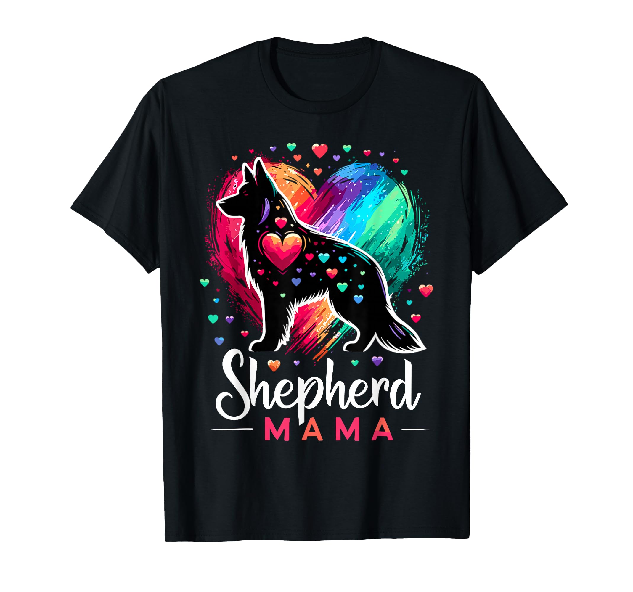 Shepherd Mama Colorful German Shepherd Dog Mom T-Shirt