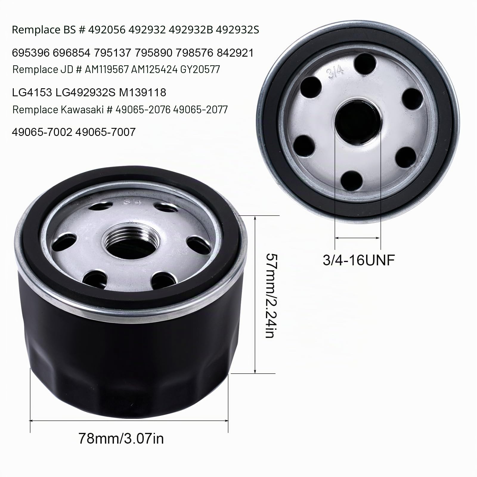 Kit de mise au point BenTsD compatible avec le moteur FR691V pour tondeuse à gazon Kawasaki FR730V FS541V FS651V FS691V, filtre à air de remplacement 11013-0752 et filtre à huile 49065-7007