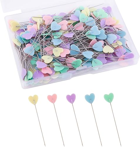 Luter 200 alfileres planos con una caja de almacenamiento, varios colores, alfileres decorativos para proyectos de costura, costura, artesanía, 200