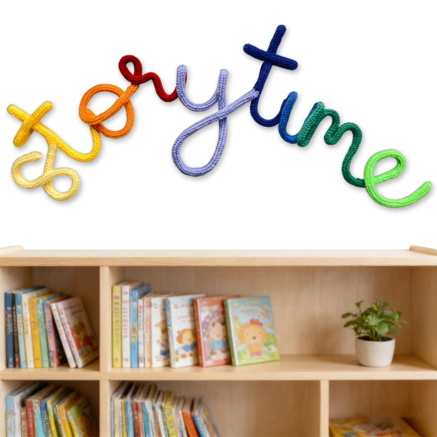 Handmade Storytime Wall Sign-Knitted Wire Storytime Sign Reading Corner Sign Decor story time wall sign wire Letters Book Corner Decor for Kids Room Nursery & Playroom (Rainbow Story 2)