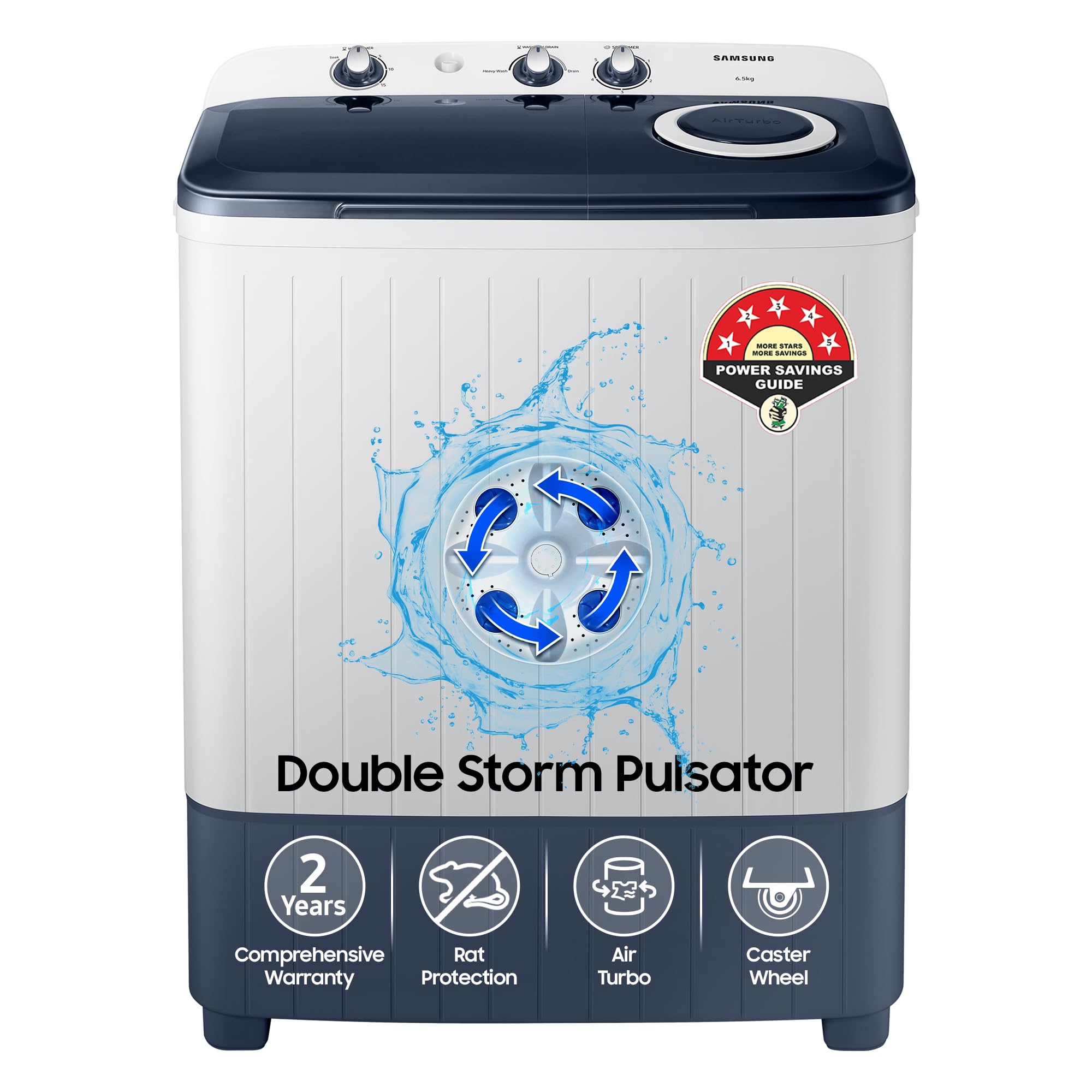 Samsung 6.5 kg 5 Star Semi-Automatic Top Load Washing Machine