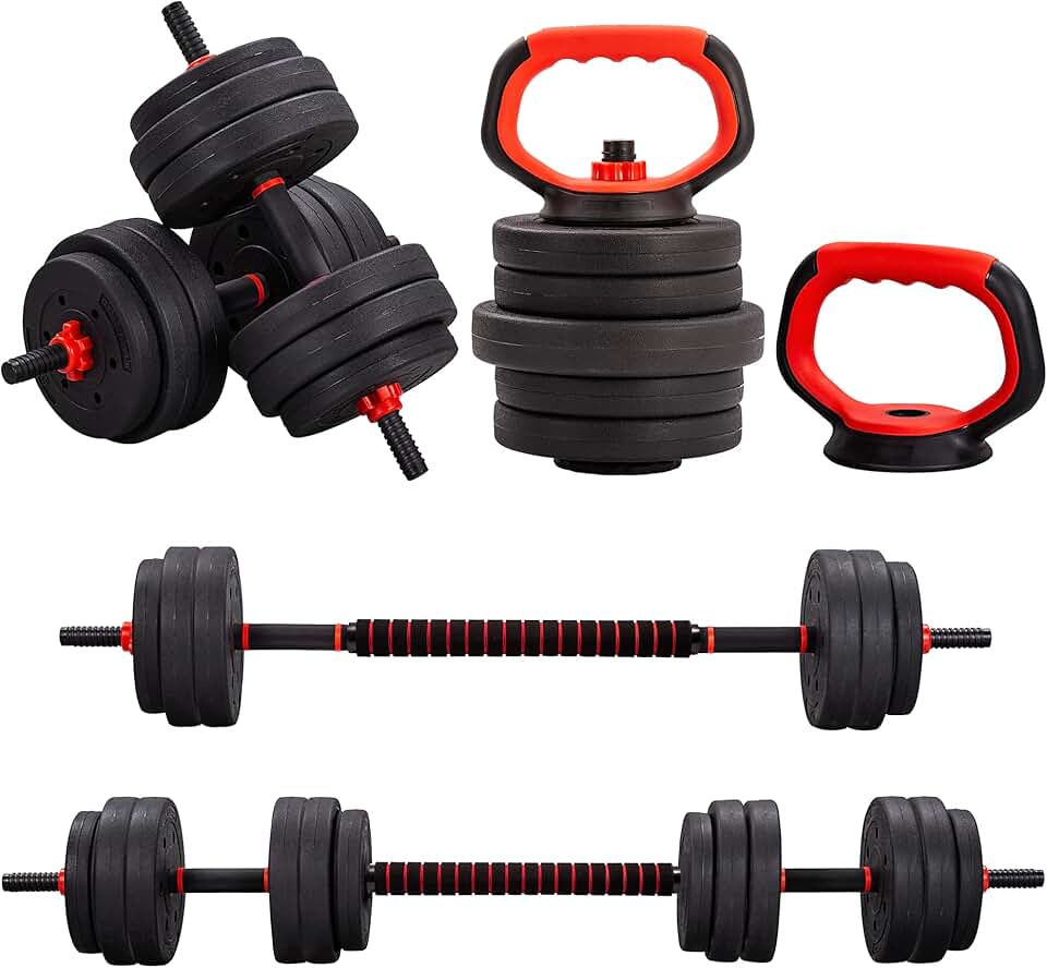 GYM MASTER 6 in 1 Adjustable Dumbbell Barbell Weight Lifting
