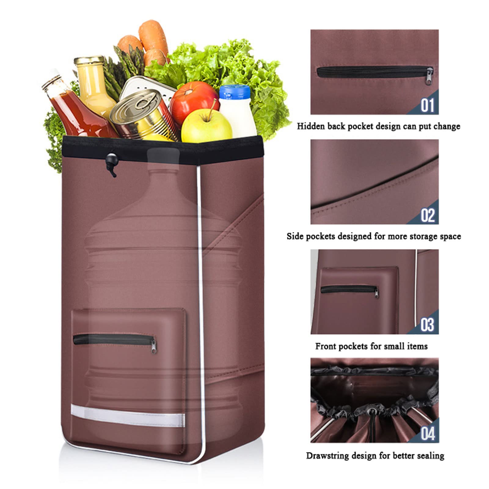 Carrello per la spesa per salire le scale, resistente, impermeabile, con striscia di sicurezza riflettente, portatile, durevole, ideale per shopping e commissioni