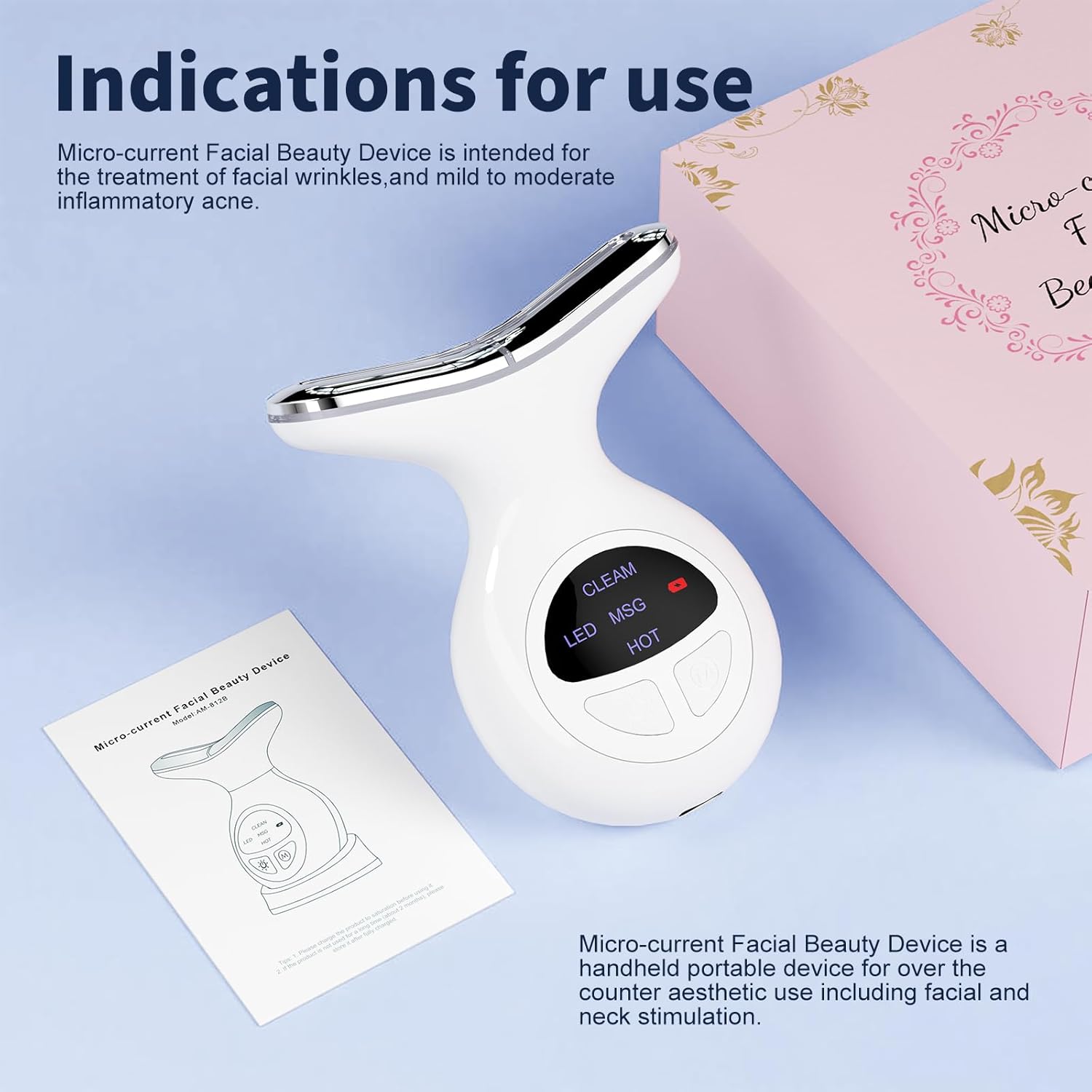 Red Light Therapy for Face, Multifunctional Face Massager with Micro-Current, LED Light Therapy & Vibration, at-Home Skin Care Face Sculpting Tool for Wrinkles, Micro-Current Facial Beauty Device - Image 9