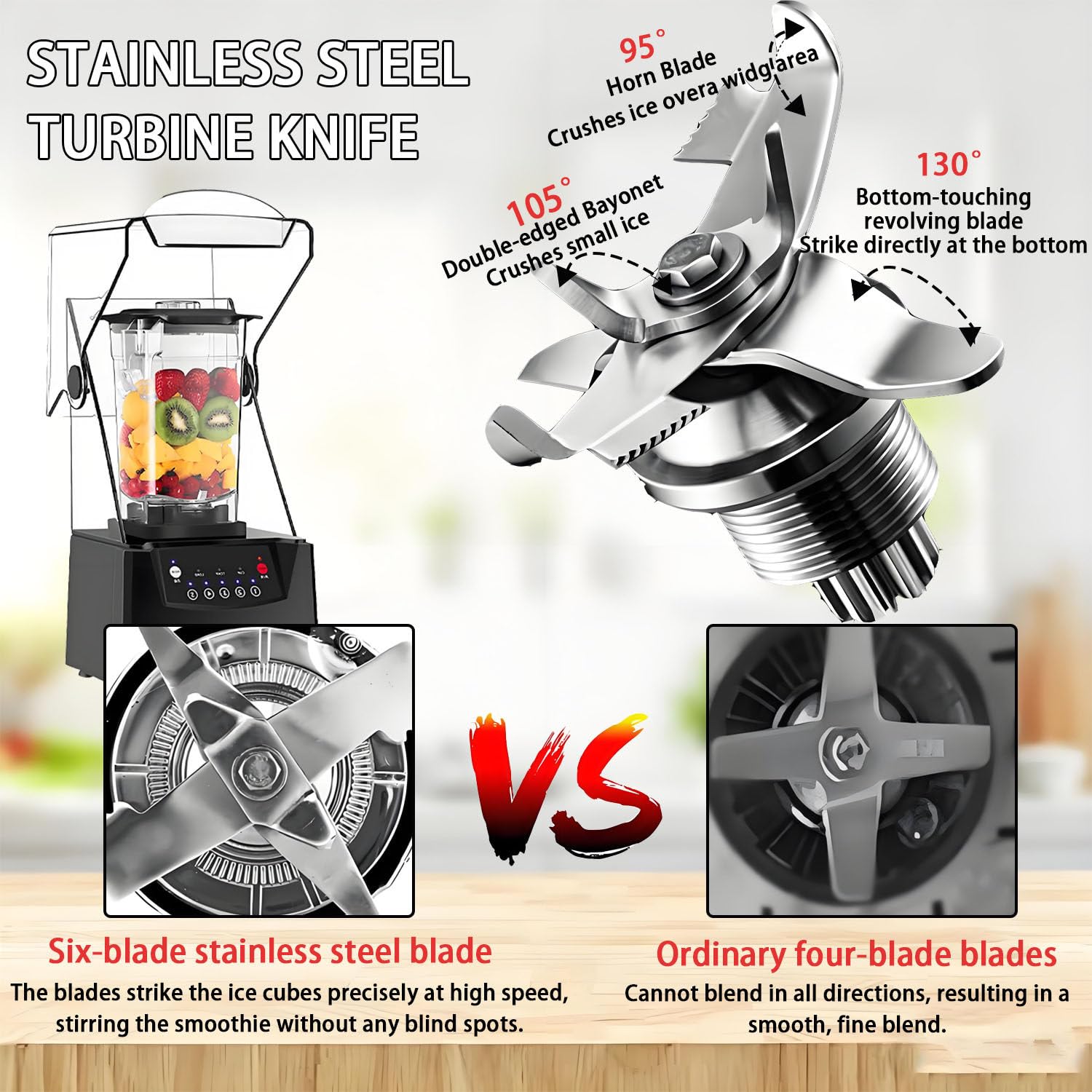 Potente batidora para Batidos, batidora al vacío de 2200 W, 5 velocidades, autolimpieza, batidora de Alta Velocidad de 17000 RPM, Ideal para triturar Hielo, Preparar Batidos y Smoothies. 220V