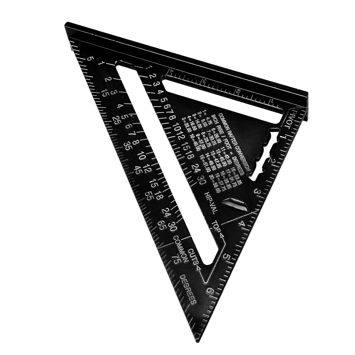 Eujgoov Aluminum Alloy Carpentry Ruler Protractor with Dual Measurement Scales, Ideal for Carpenters and Manufacturers (Black)