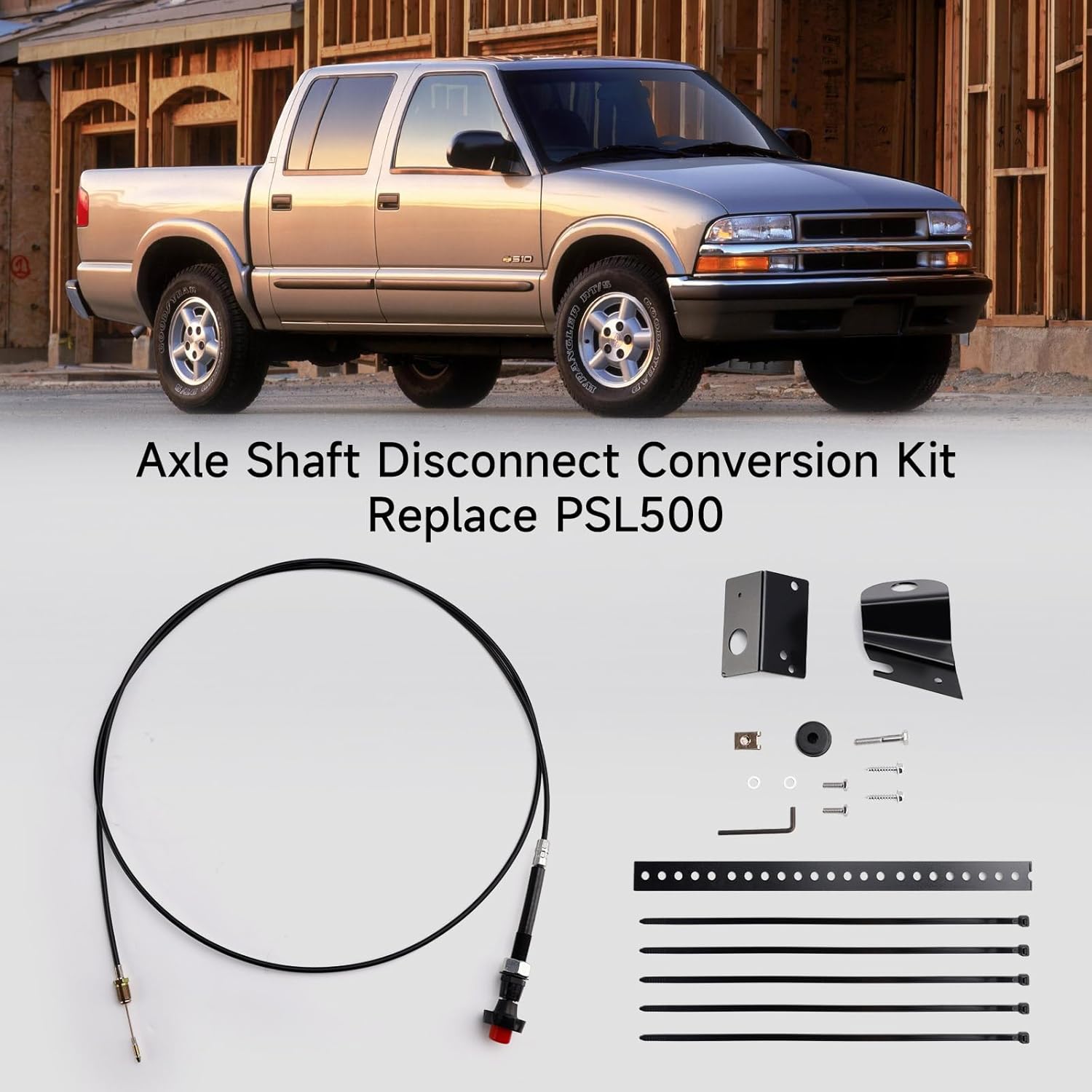 Bruce & Shark PSL500 Axle Shaft Disconnect Conversion Kit for Chevy S10 for GMC Sonoma 4WD 1983-2003, for Chevy S10/S15/Sonoma/Jimmy 4x4, Axle Disconnect, Posi-Lok PSL500 Shaft Kit