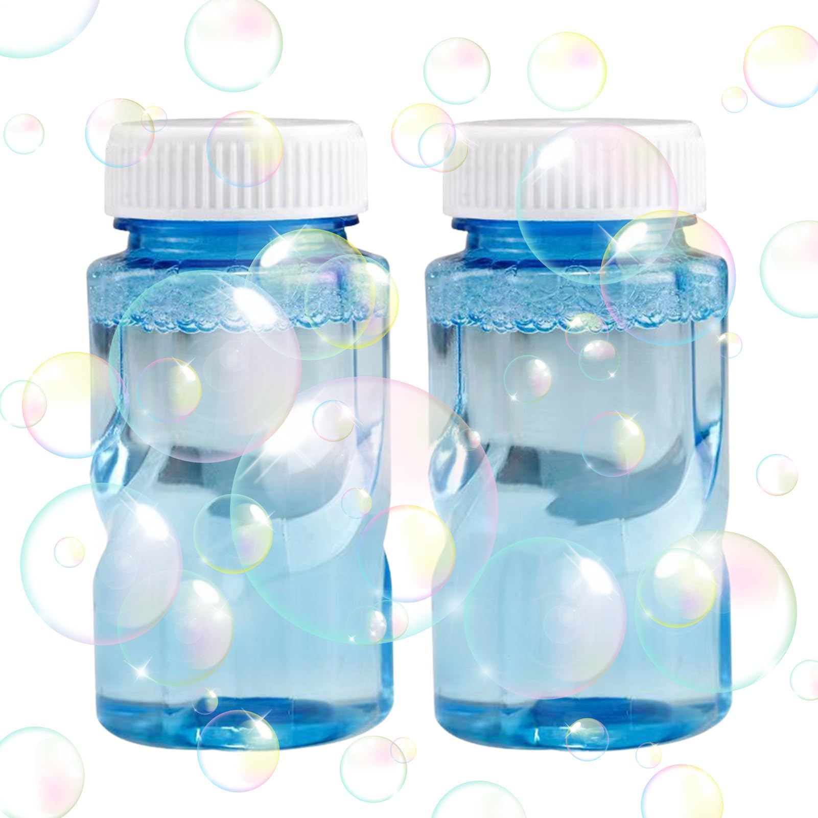 Solution de Recharge à Bulles de 50 ML, 2 liquides à Bulles pour Pistolets à Bulles avec flacons faciles à Verser, Formule concentrée Amusante avec Jeu sûr et Vibrant pour en Plein air fête de