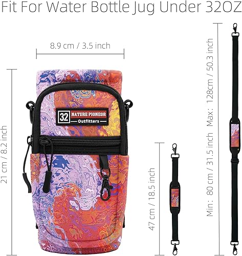 Miniatura 85 de NATURE PIONEOR Water Bottle Holder with Strap,Water Bottle Carrier Bag Sling Sleeve with Adjustable Shoulder Strap & Handle and Large Phone Pocket