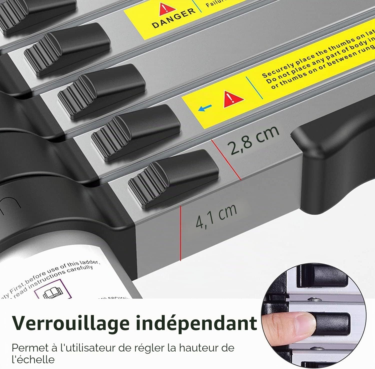 Nestling Échelle Télescopique 3,8M en Aluminium Bricolage Pliable Extensible Unique Droite Multi-Fonction Ladder Charge 150kg