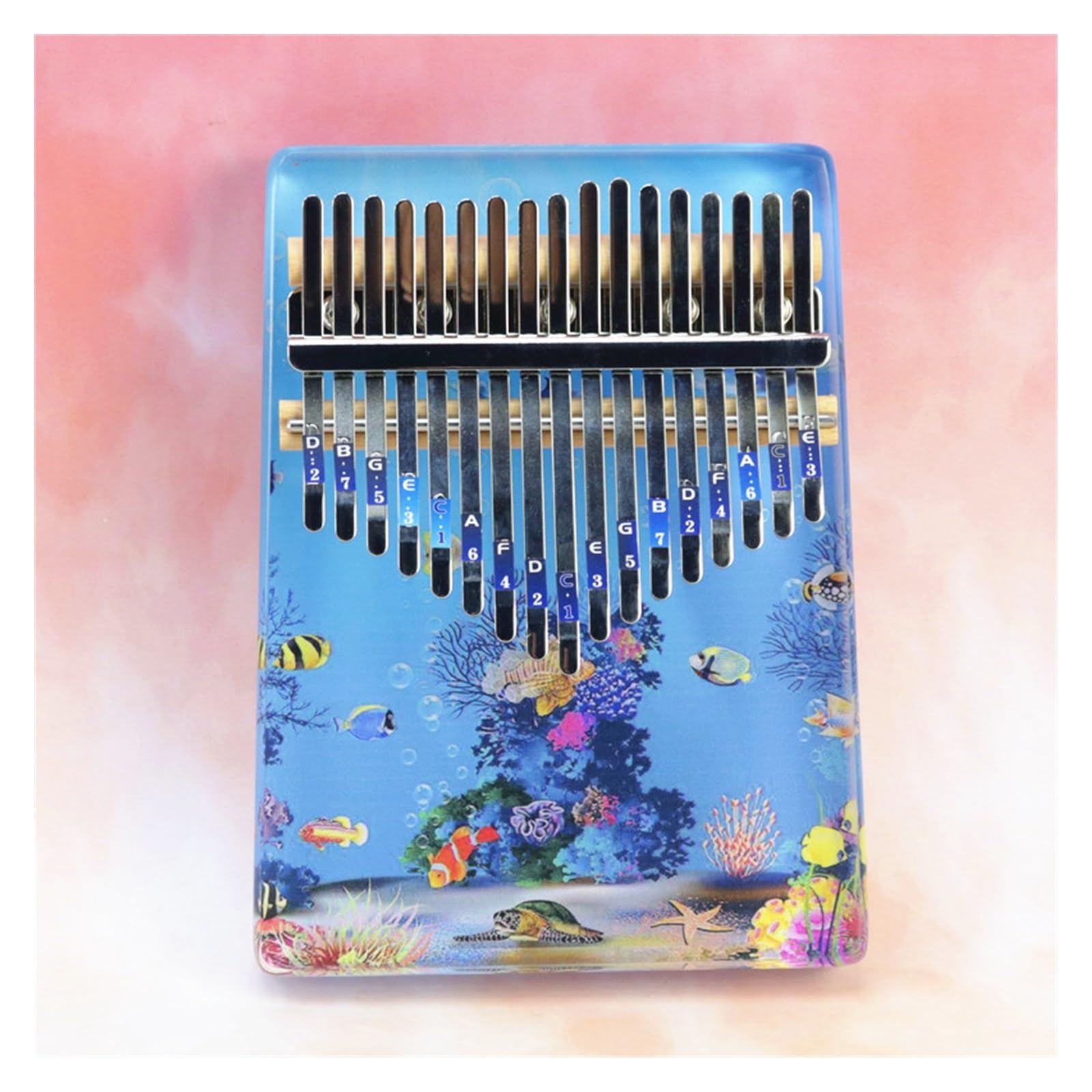 Kalimba 17-tonowy malowany podwodny świat dla początkujących akrylowy kolorowy pianino kalimba