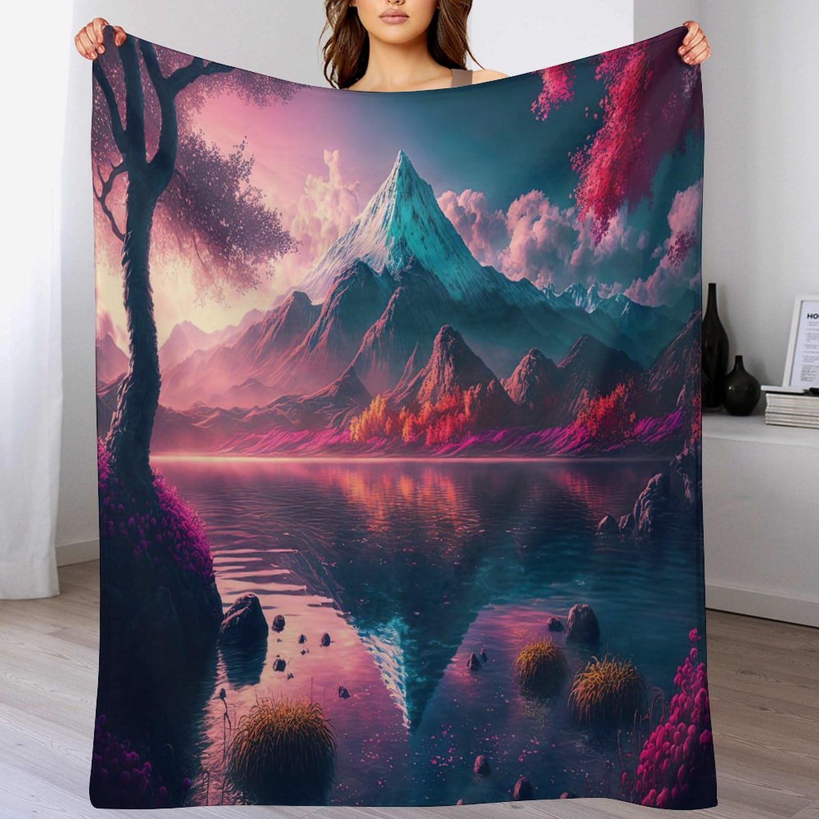 Couverture cerisier japonais plaid flanelle chaude couvre-lit canapé 130x150
