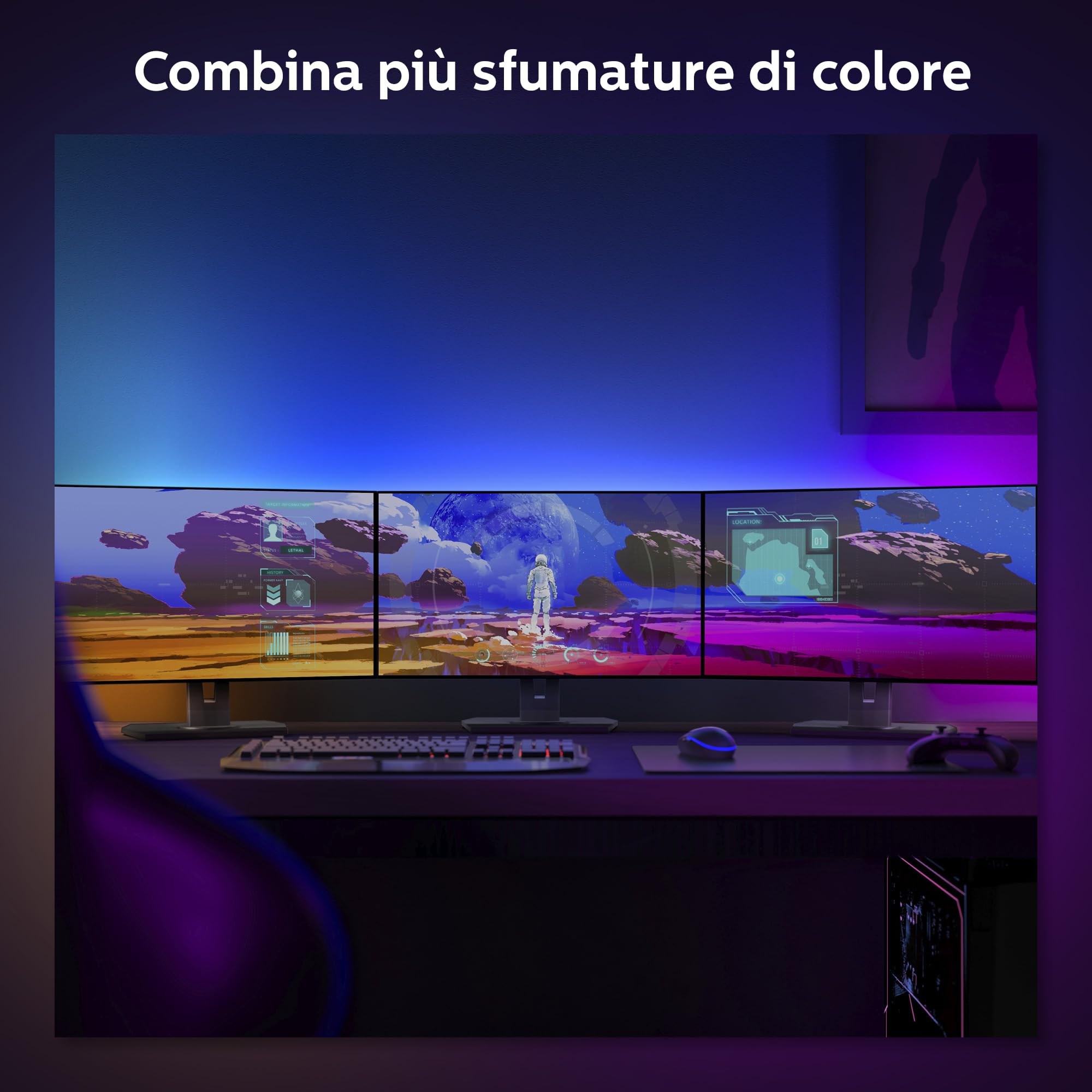 Philips Hue Play, Lightstrip Gradient per Pc, 24-27", 18W