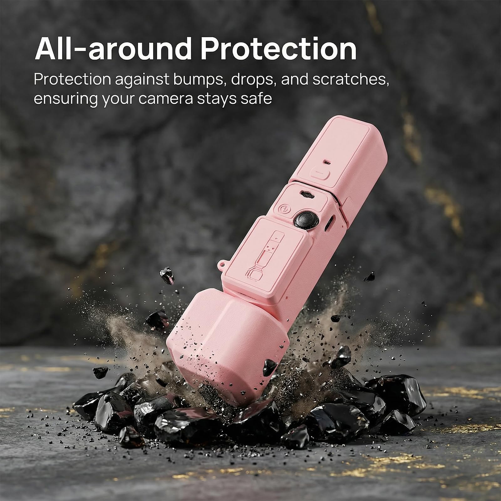 Housse Silicone DJI Osmo Pocket 3, Étui Protection Antichoc avec Dragonne, Coque Antidérapante Ajustement Parfait, Rose