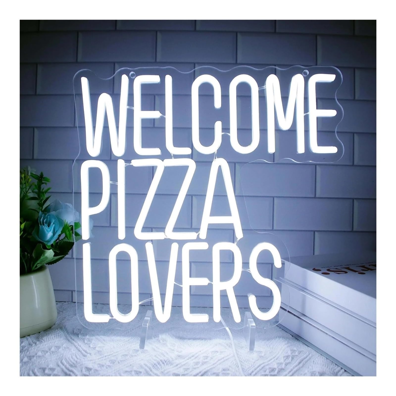 Señal de luz de neón BIENVENIDOS AMANTES DE LA PIZZA para letrero de neón Letrero luminoso LED para decoración pared con alimentación para USB
