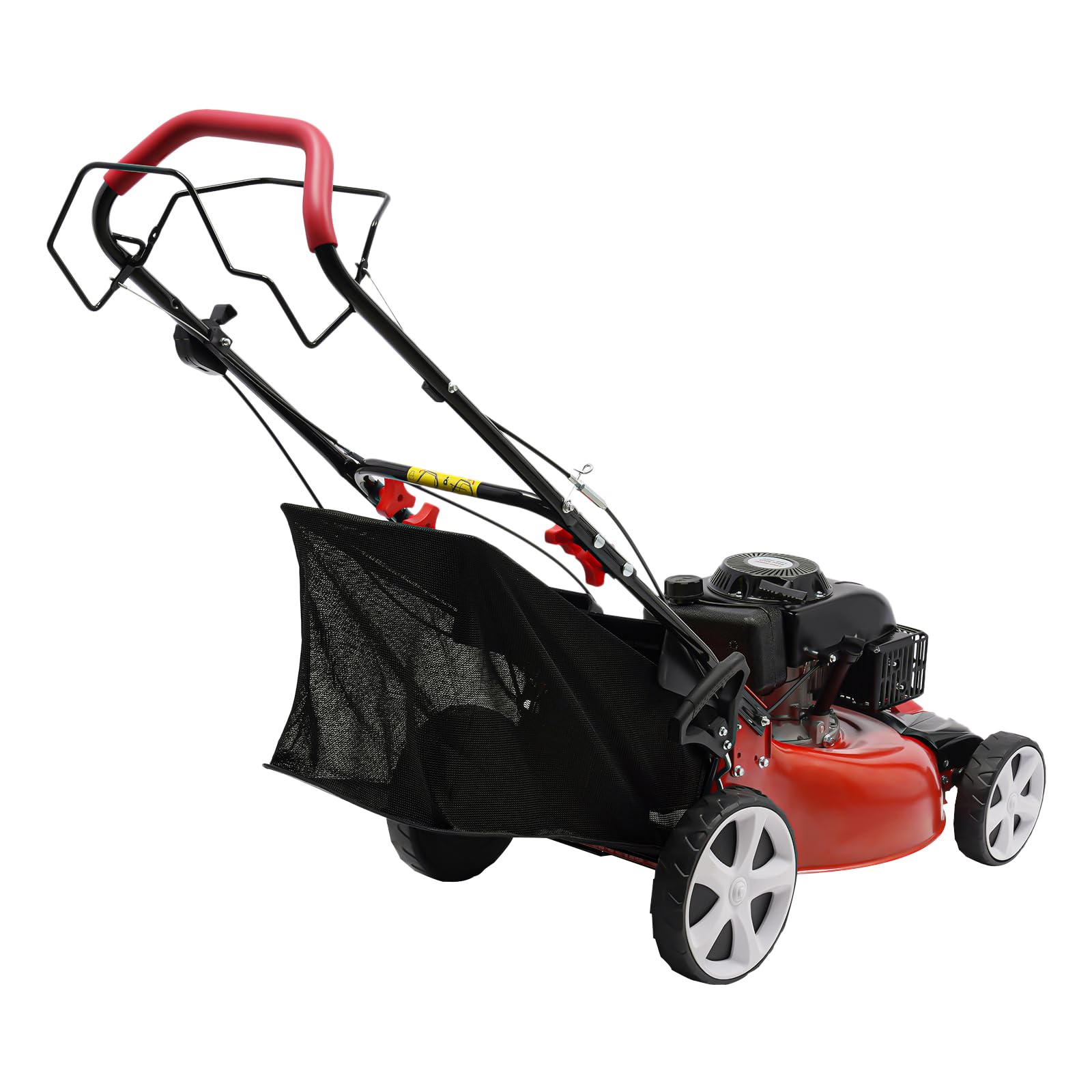 Cortacésped de gasolina con accionamiento de 4 kw, 60 l, 2800 rpm, 5 HP 140 CC, saco de recogida de gas, plegable, para control de malas hierbas de la mayoría de plantas de césped