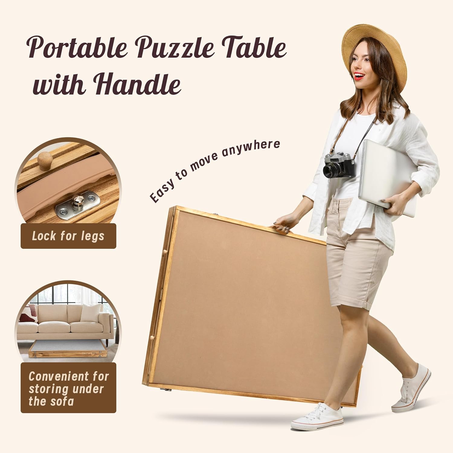 Jigsaw Puzzle Table Storage Portable Folding Tilting Table with 5 Drawer for 1500 pcs Play Table with Non-Slip Surface Mat & Dust-proof Cover for Adults Kids Boy Girl Gift for Puzzle Amateur