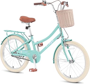 Girls Bike Ages 5-12 Years Old, 20 Inch Kids Bicycles for Boys Girls with Basket, Princess Girls Kids Bike Single Speed Girl Bike with Carbon Steel Frame/Adjustable Seat Height
