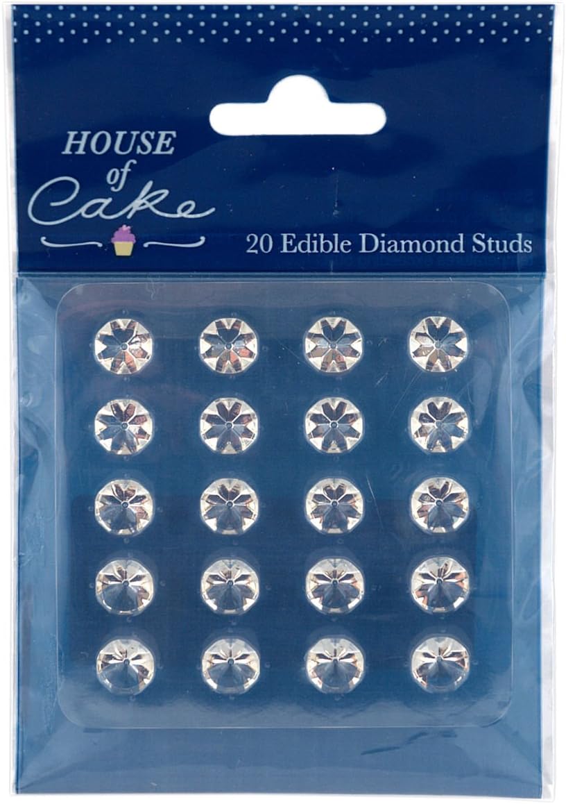 Edible Diamond Gem Stone Studs - Clear - Pack of 20
