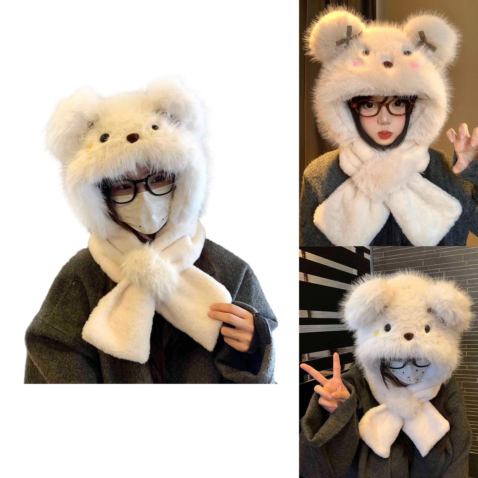 Furry Bear Warm Earflaps Caldo Trapper Cappello per Sci Skateboard Spessa Ushanka per il Freddo Unisex Trapper