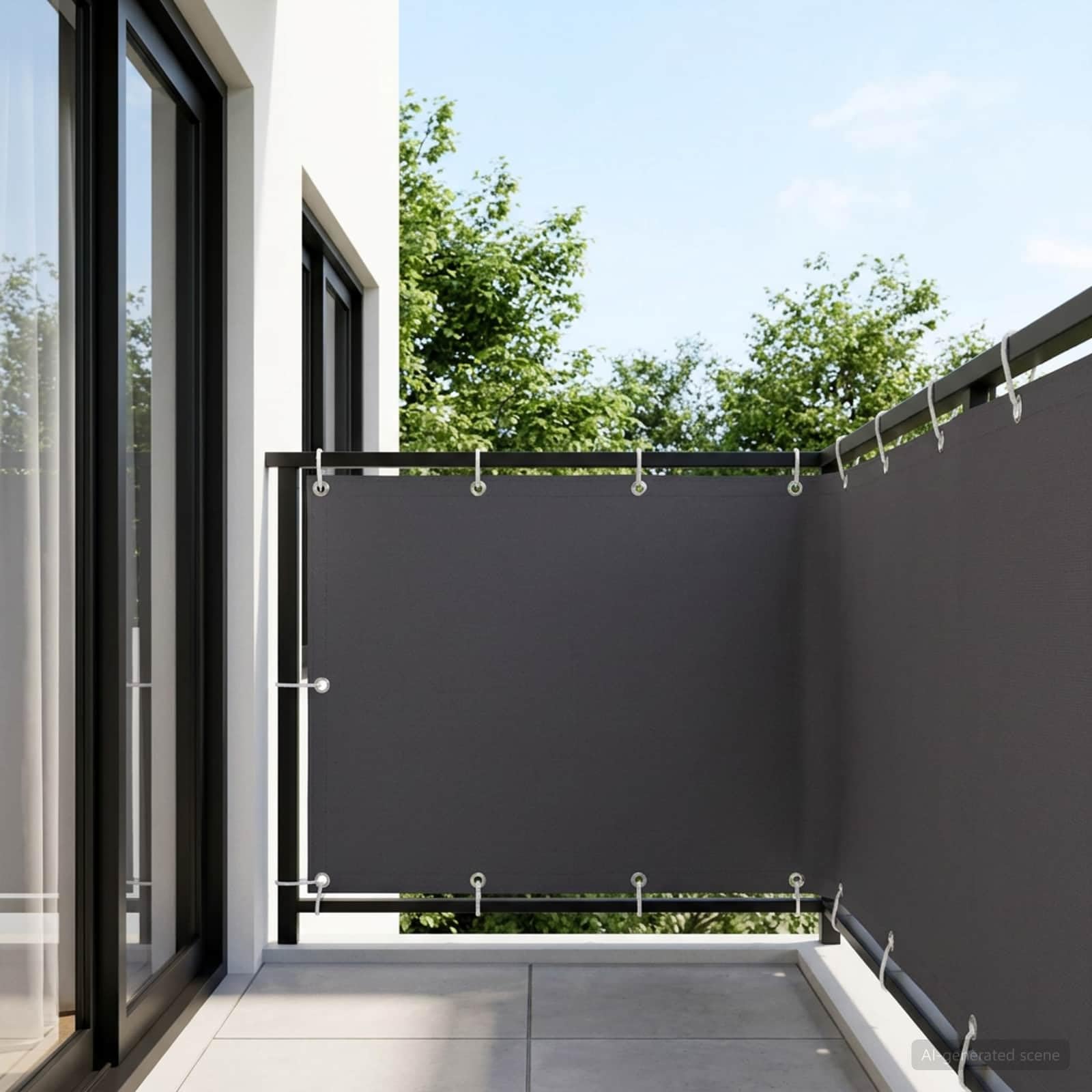 Telo Frangivista in Poliestere per Balcone, Antracite, 700 x 150 cm