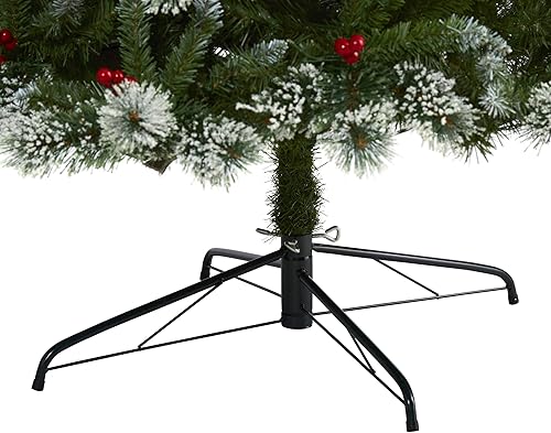 Miniatura 4 de Nearly Natural Árbol de Navidad artificial de pino suizo esmerilado de 8 pies con 550 luces LED transparentes y bayas