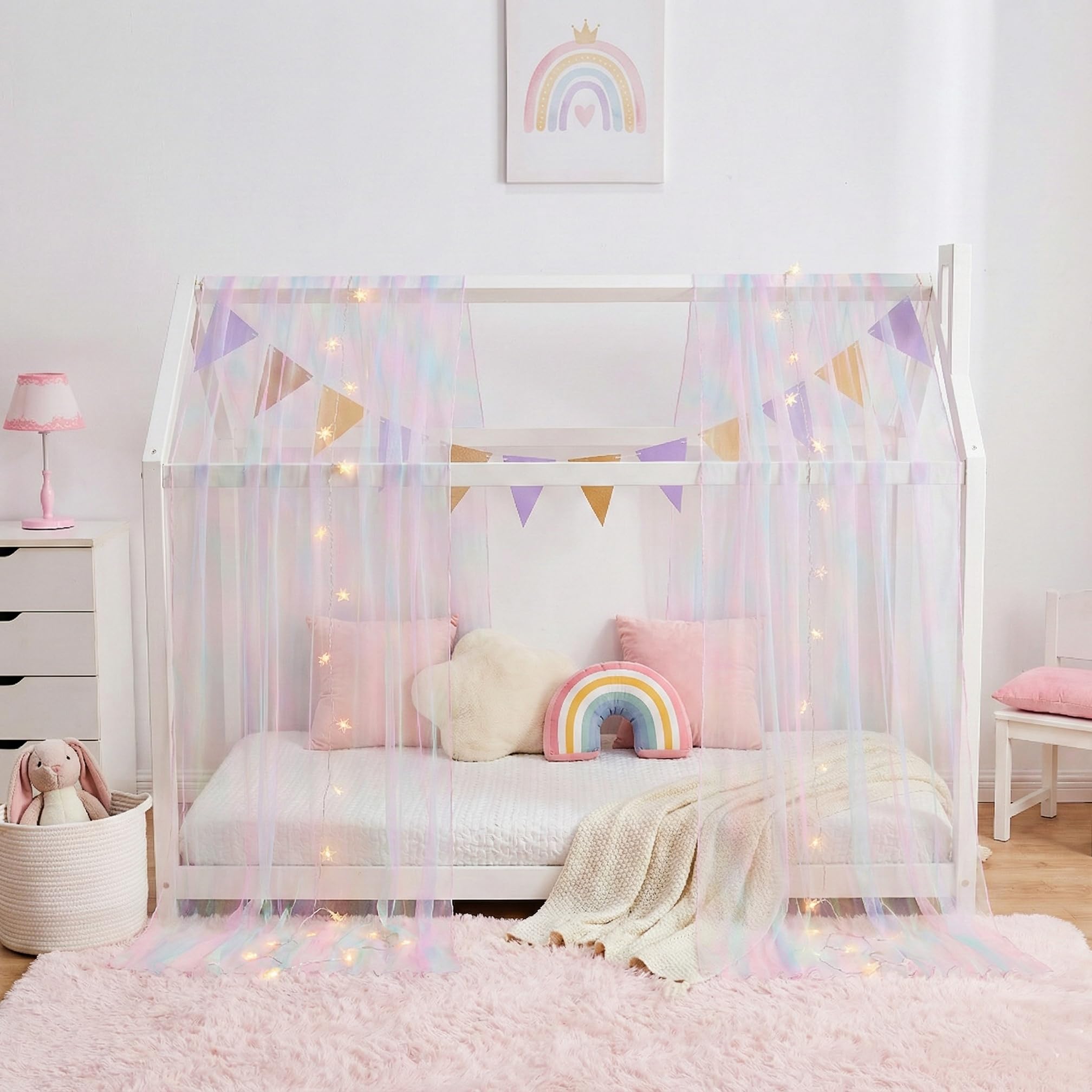 WANFASO Rainbow Tie-Dye Twin Bed Canopy - bed runners and scarves | Mubboo