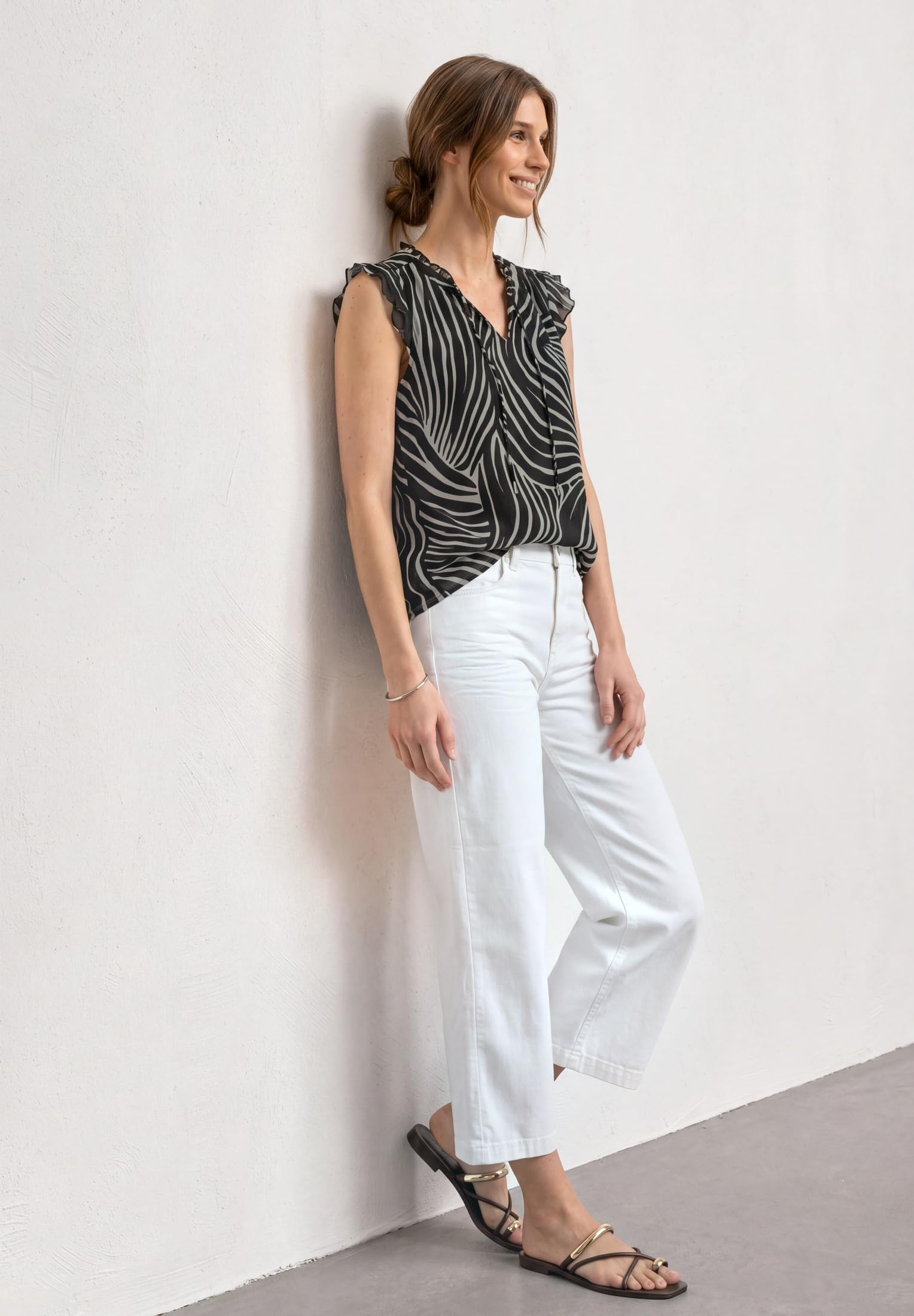 Street One Damen Blusentop aus Chiffon mit Split Neck