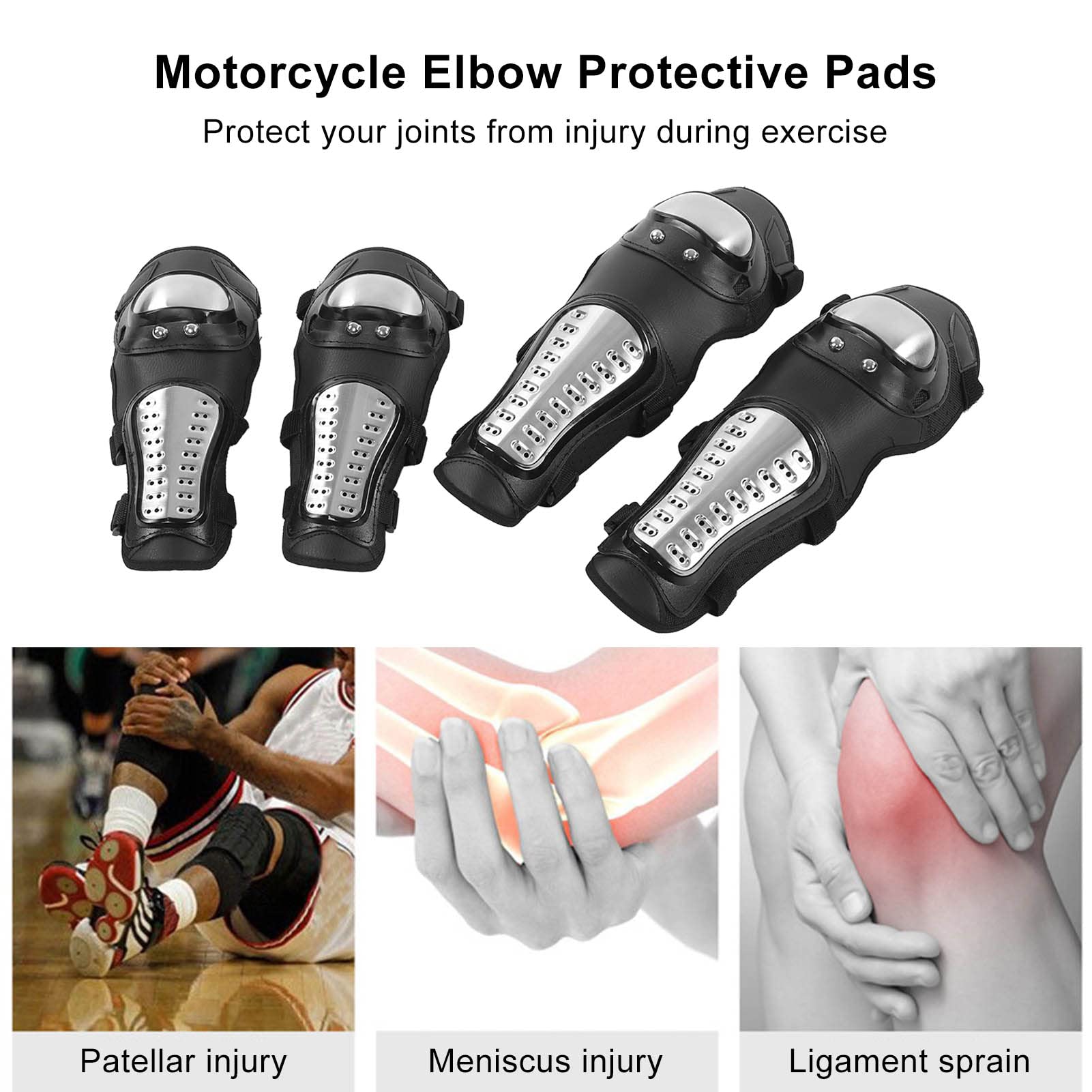 Tissting 4 Piezas Rodilleras y Coderas para Motocicleta – Protectores Antideslizantes de EVA y Acero para Motocross, Ciclismo, ATV, MTB y Patinaje