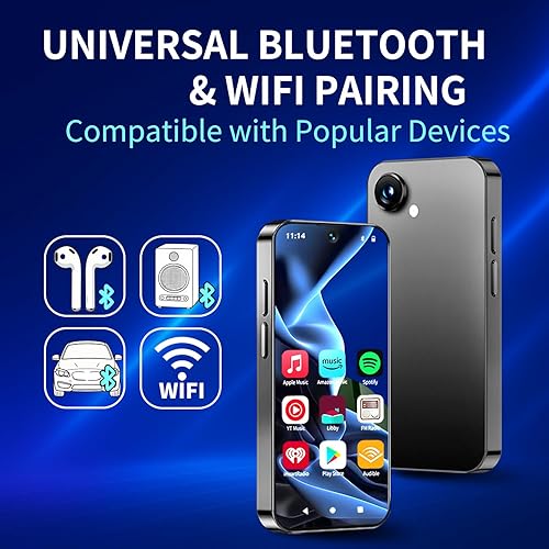 Miniatura 4 de Reproductor de MP3 con Bluetooth WiFi 80GB Reproductor de música digital portátil Android dispositivo con pantalla táctil de 3.9 pulgadas, sonido