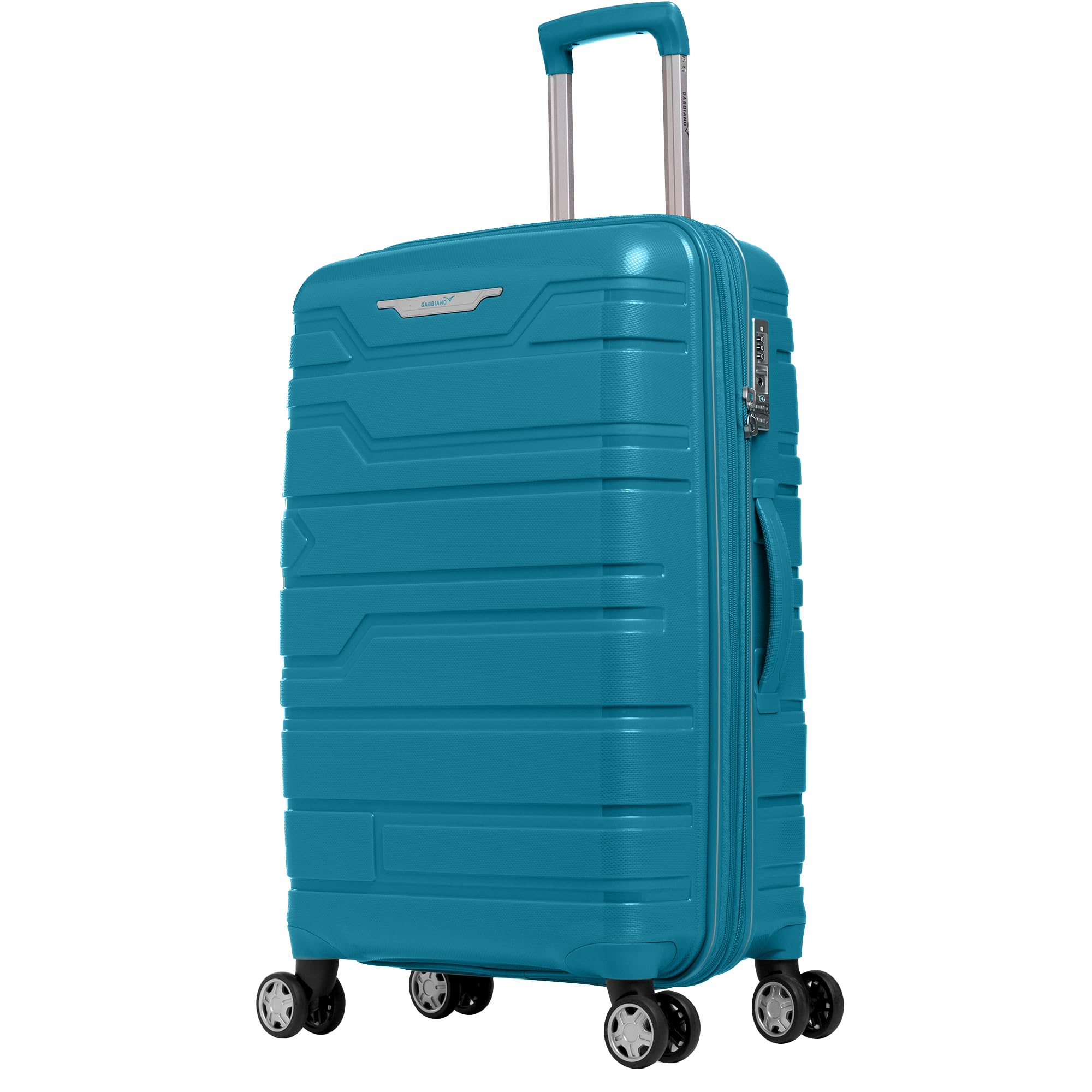 Gabbiano Unbreakable Hardshell PP Luggage Set Extra Large with 8 Wheels Thick Shell Multi Layer PP (Petrol, Medium Checked 28 Inch)