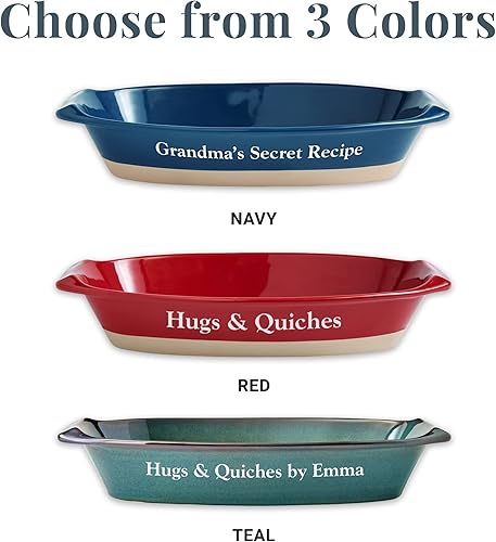 Miniatura 5 de Let's Make Memories Plato rectangular personalizado para hornear de gres para hornear, color rojo