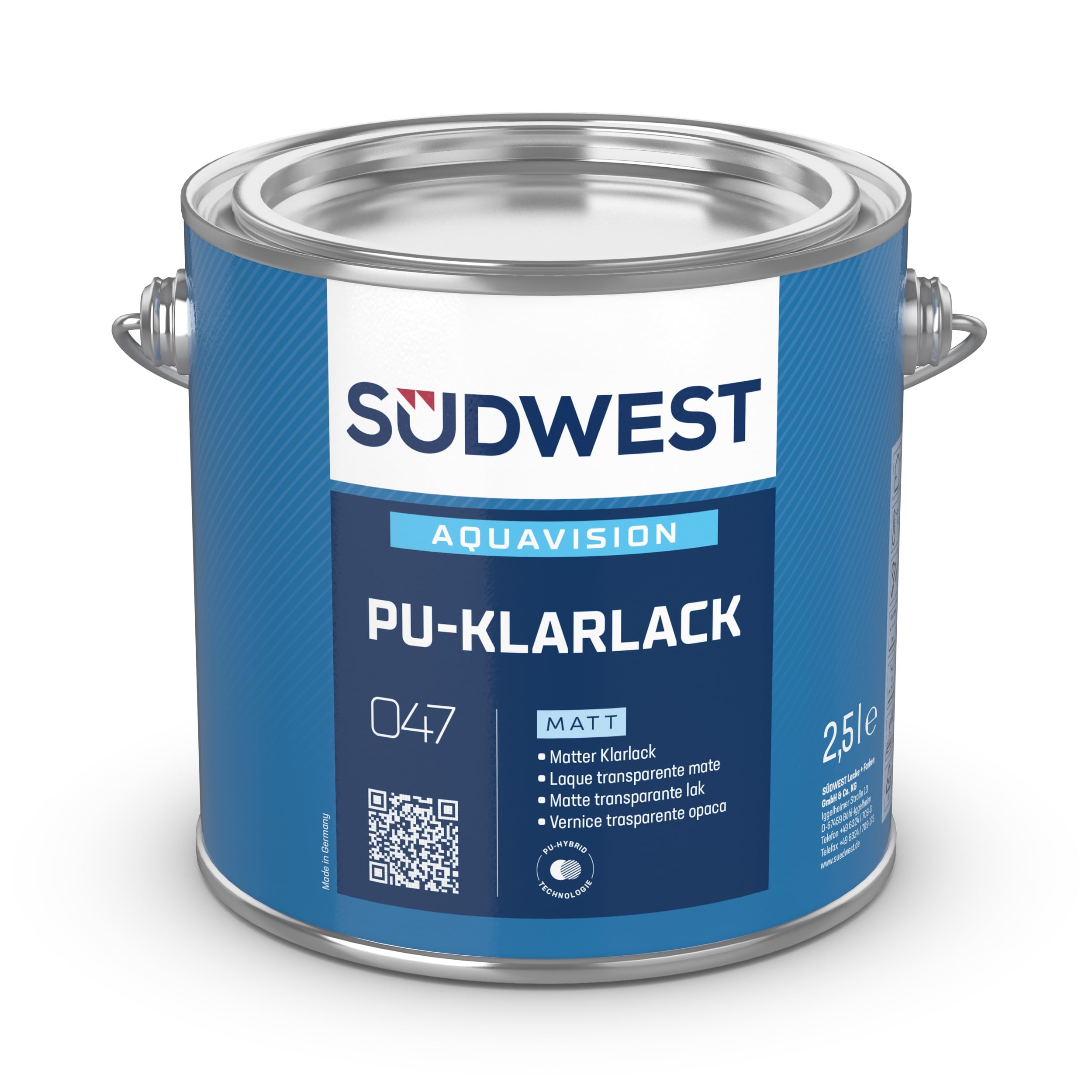 Südwest Aqua - Barniz transparente mate de poliuretano (750 ml, con norma EN 71-3)