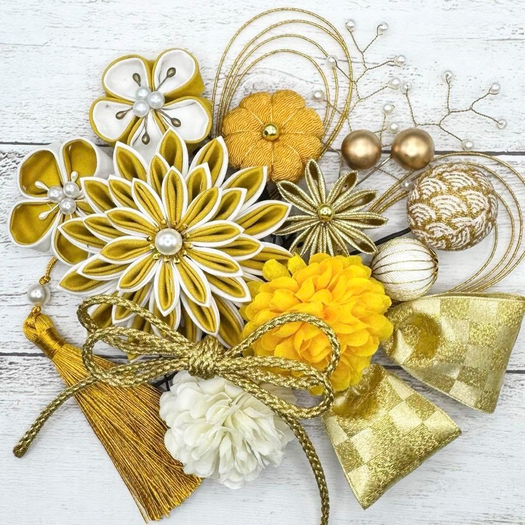 A43辻ヶ花蝶模様金色 キラキラ ラメ 六正絹 成人式 振袖用 フォーマル