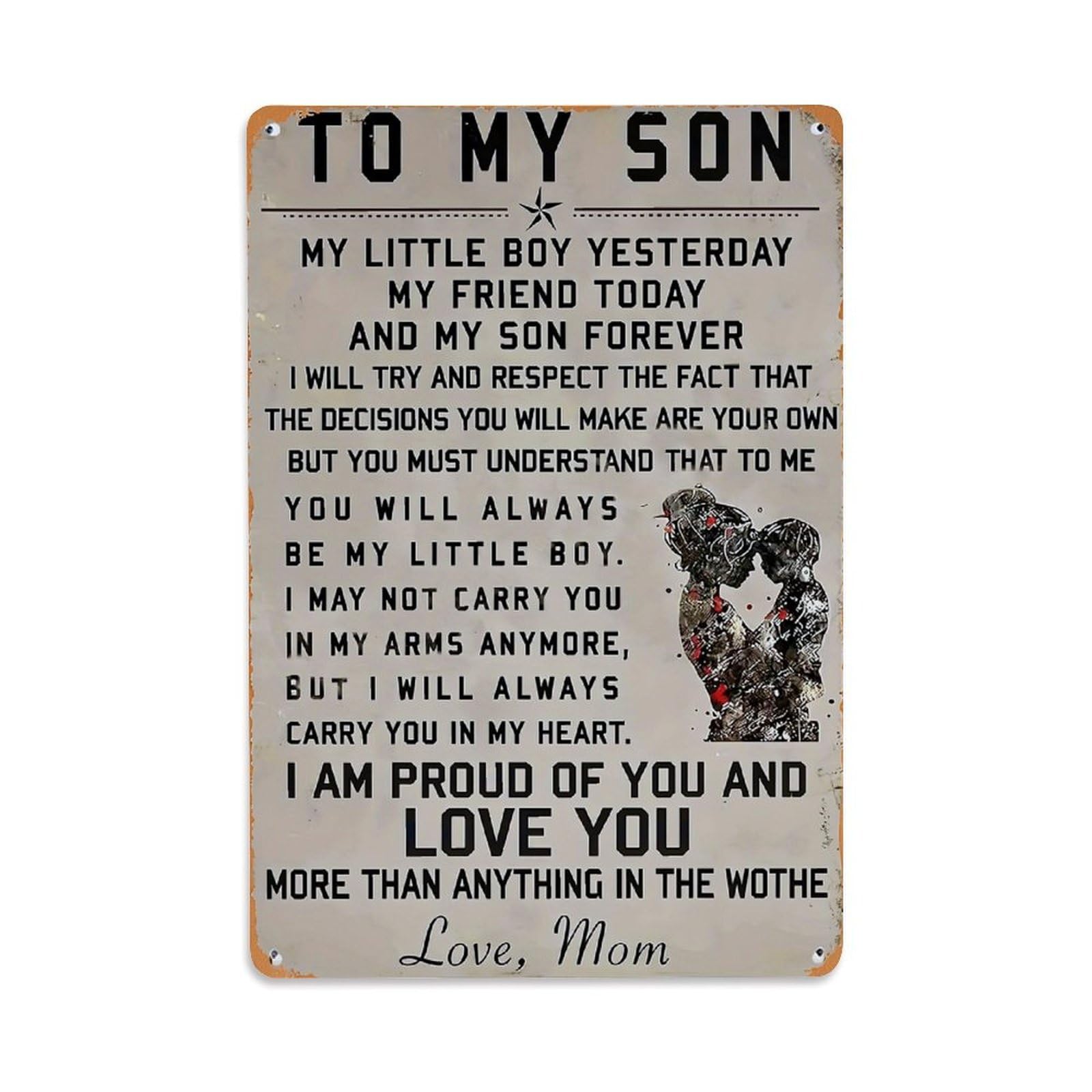 Jdfenggu Boys Vintage To My Son My Little Yesterday My Friend Today Retro Metal Tin Sign, Decor Art Poster For Bar, Home, Man Cave, Kitchen, Laundry Room Gift 8X12inch