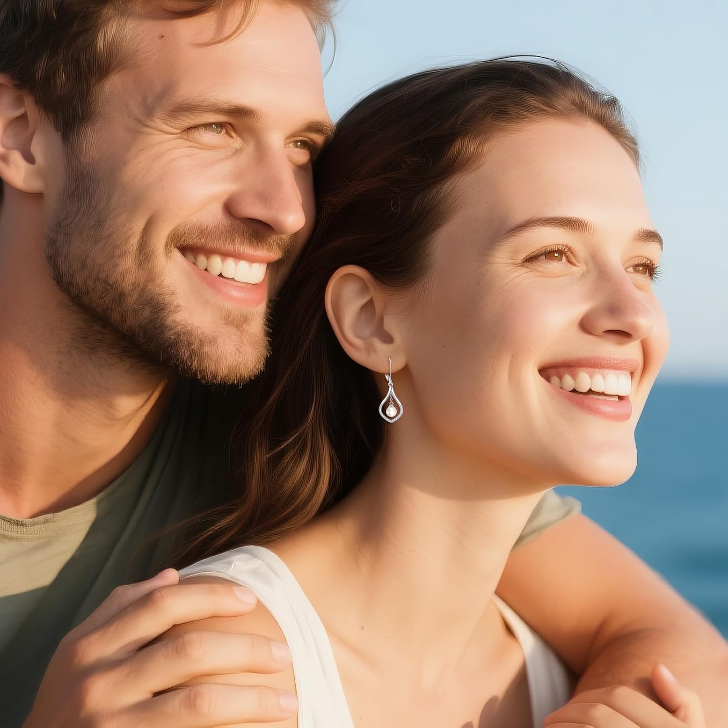 VONALA Teardrop Pearl Earrings for Women 925 Sterling Silver Teardrop Dangle Leverback Earrings Pearl Jewelry Gifts for Her - Image 6