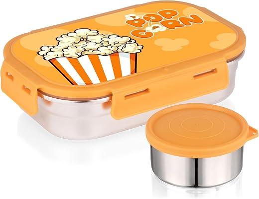 ATTRO Easy Bite Stainless Steel Lunch Box with Inner Steel Body, Airtight 4-Side Lock Lid, Leakproof Silicone Seal, Small ...