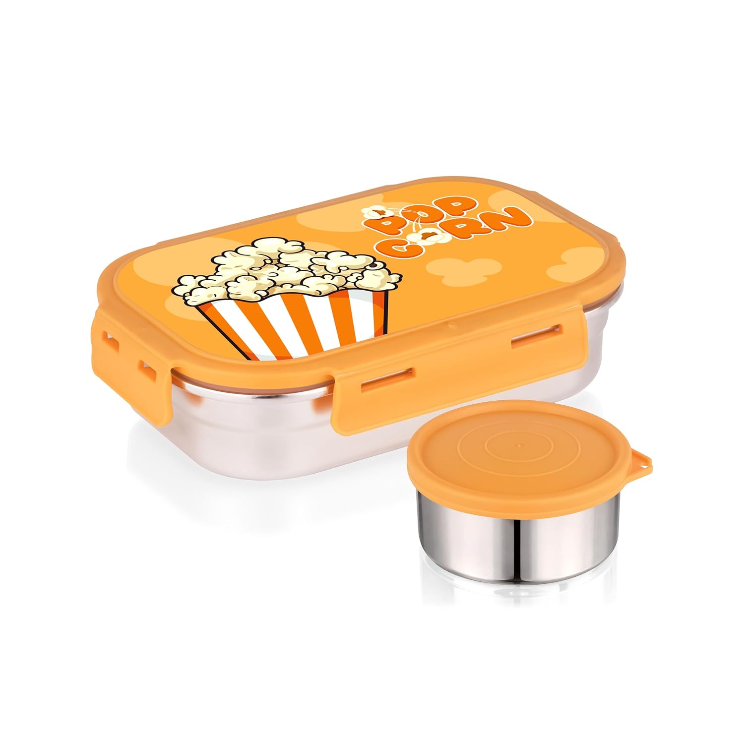 ATTRO Easy Bite Stainless Steel Lunch Box with Inner Steel Body, Airtight 4-Side Lock Lid, Leakproof Silicone Seal, Small ...